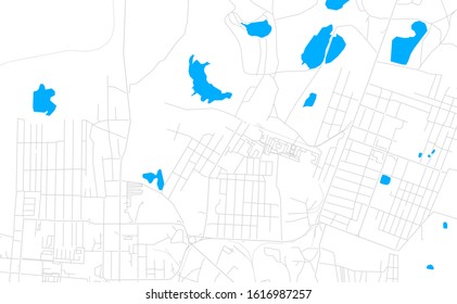 Bright vector map of Kopeysk, Russia with fine tuning between road and water. Use this map as a background for your company or as a high-quality interior design.