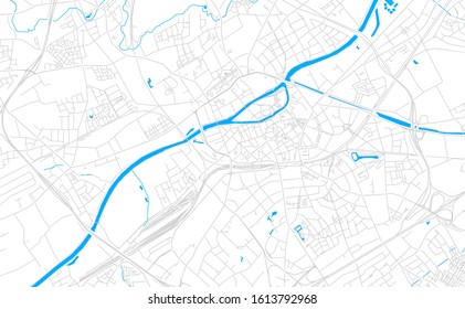 Bright vector map of Kortrijk , Belgium with fine tuning between road and water. Use this map as a background for your company or as a high-quality interior design.