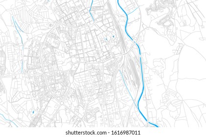 Bright vector map of Kosice, Slovakia with fine tuning between road and water. Use this map as a background for your company or as a high-quality interior design.