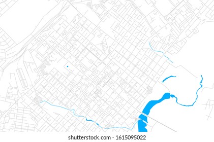 Bright vector map of Kostanay, Kazakhstan with fine tuning between road and water. Use this map as a background for your company or as a high-quality interior design.