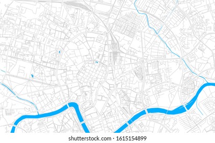 Bright vector map of Krakow, Poland with fine tuning between road and water. Use this map as a background for your company or as a high-quality interior design.