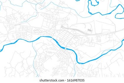 Bright vector map of Kraljevo, Serbia with fine tuning between road and water. Use this map as a background for your company or as a high-quality interior design.