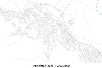 Bright vector map of Kutahya, Turkey with fine tuning between road and water. Use this map as a background for your company or as a high-quality interior design.