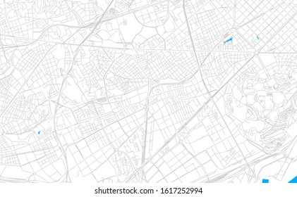 Bright vector map of L Hospitalet de Llobregat, Spain with fine tuning between road and water. Use this map as a background for your company or as a high-quality interior design.