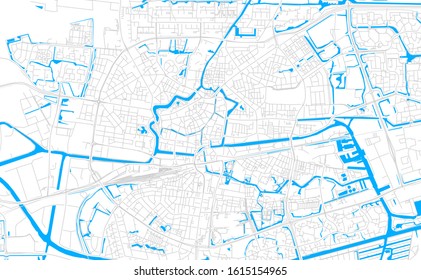 Bright vector map of  Leeuwarden, Netherlands with fine tuning between road and water. Use this map as a background for your company or as a high-quality interior design.