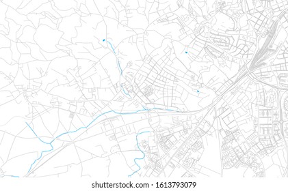 Bright vector map of Leonding, Austria with fine tuning between road and water. Use this map as a background for your company or as a high-quality interior design.