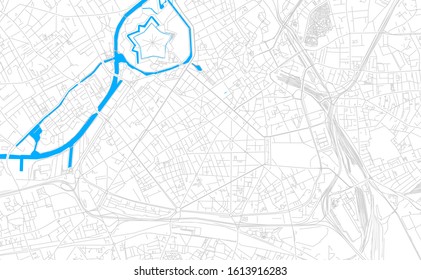 Bright vector map of Lille, France with fine tuning between road and water. Use this map as a background for your company or as a high-quality interior design.