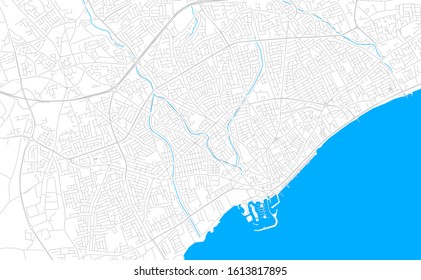 Bright vector map of Limassol  , Cyprus with fine tuning between road and water. Use this map as a background for your company or as a high-quality interior design.