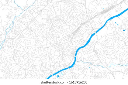 Bright vector map of Limoges, France with fine tuning between road and water. Use this map as a background for your company or as a high-quality interior design.