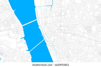 Bright vector map of Liverpool, England with fine tuning between road and water. Use this map as a background for your company or as a high-quality interior design.