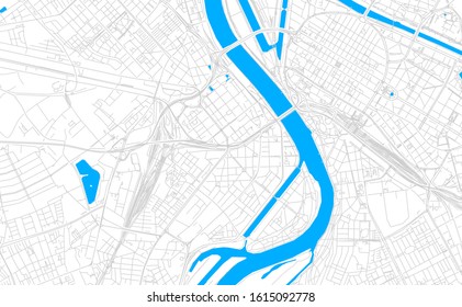 Bright vector map of Ludwigshafen am Rhein, Germany with fine tuning between road and water. Use this map as a background for your company or as a high-quality interior design.