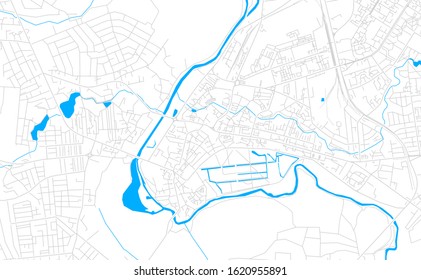 Bright vector map of Lutsk, Ukraine with fine tuning between road and water. Use this map as a background for your company or as a high-quality interior design.