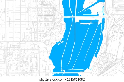 Bright vector map of Magnitogorsk, Russia with fine tuning between road and water. Use this map as a background for your company or as a high-quality interior design.