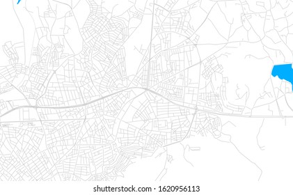 Bright vector map of Malatya, Turkey with fine tuning between road and water. Use this map as a background for your company or as a high-quality interior design.