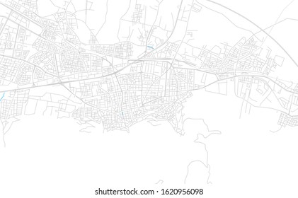 Bright vector map of Manisa, Turkey with fine tuning between road and water. Use this map as a background for your company or as a high-quality interior design.