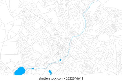 Bright vector map of Mansfield, England with fine tuning between road and water. Use this map as a background for your company or as a high-quality interior design.