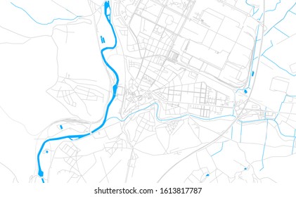 Bright vector map of  Mlada Boleslav, Czechia with fine tuning between road and water. Use this map as a background for your company or as a high-quality interior design.