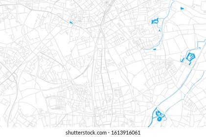Bright vector map of Monchengladbach, Germany with fine tuning between road and water. Use this map as a background for your company or as a high-quality interior design.