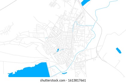 Bright vector map of Montana, Bulgaria with fine tuning between road and water. Use this map as a background for your company or as a high-quality interior design.