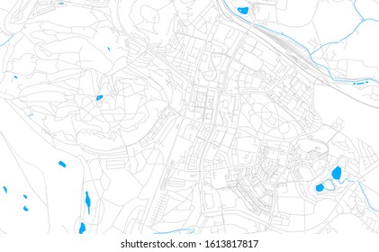 Bright vector map of  Most, Czechia with fine tuning between road and water. Use this map as a background for your company or as a high-quality interior design.