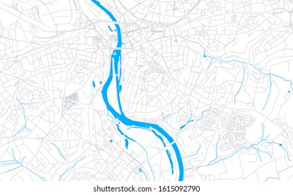 Bright vector map of Mulheim an der Ruhr, Germany with fine tuning between road and water. Use this map as a background for your company or as a high-quality interior design.