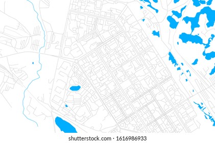 Bright vector map of Norilsk, Russia with fine tuning between road and water. Use this map as a background for your company or as a high-quality interior design.