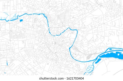 Bright vector map of Norwich, England with fine tuning between road and water. Use this map as a background for your company or as a high-quality interior design.