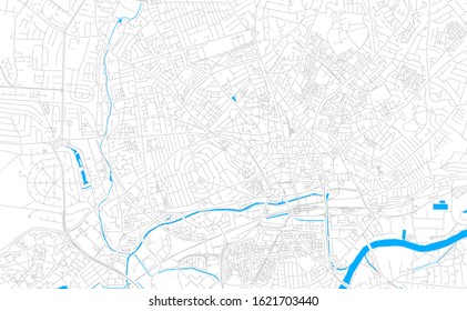 Bright vector map of Nottingham, England with fine tuning between road and water. Use this map as a background for your company or as a high-quality interior design.