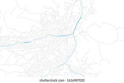 Bright vector map of Novi Pazar, Serbia with fine tuning between road and water. Use this map as a background for your company or as a high-quality interior design.