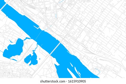 Bright vector map of Novosibirsk, Russia with fine tuning between road and water. Use this map as a background for your company or as a high-quality interior design.