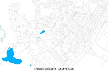 Bright vector map of Noyabrsk, Russia with fine tuning between road and water. Use this map as a background for your company or as a high-quality interior design.