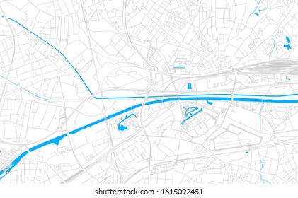 Bright vector map of Oberhausen, Germany with fine tuning between road and water. Use this map as a background for your company or as a high-quality interior design.