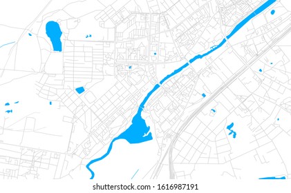 Bright vector map of Orekhovo-Zuyevo, Russia with fine tuning between road and water. Use this map as a background for your company or as a high-quality interior design.