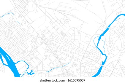 Bright vector map of Oskemen, Kazakhstan with fine tuning between road and water. Use this map as a background for your company or as a high-quality interior design.