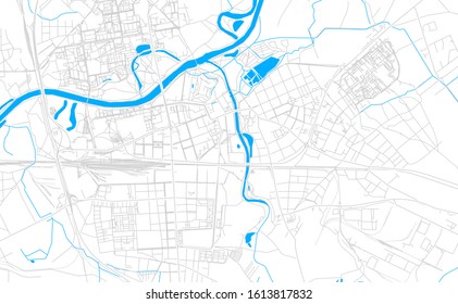 Bright vector map of  Pardubice, Czechia with fine tuning between road and water. Use this map as a background for your company or as a high-quality interior design.