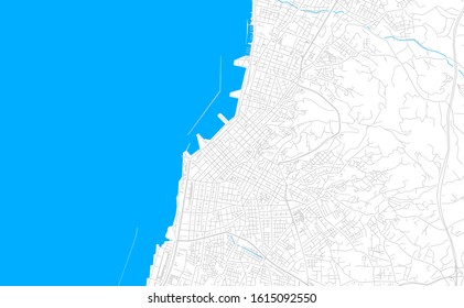 Bright vector map of Patras, Greece with fine tuning between road and water. Use this map as a background for your company or as a high-quality interior design.