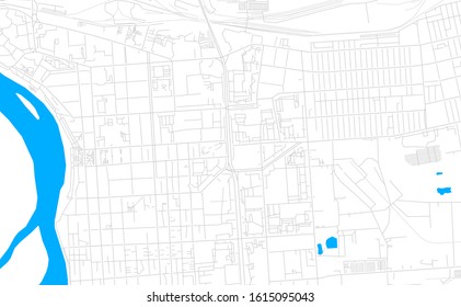 Bright vector map of Pavlodar, Kazakhstan with fine tuning between road and water. Use this map as a background for your company or as a high-quality interior design.