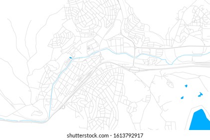 Bright vector map of Pernik, Bulgaria with fine tuning between road and water. Use this map as a background for your company or as a high-quality interior design.