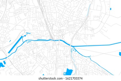 Bright vector map of Peterborough, England with fine tuning between road and water. Use this map as a background for your company or as a high-quality interior design.