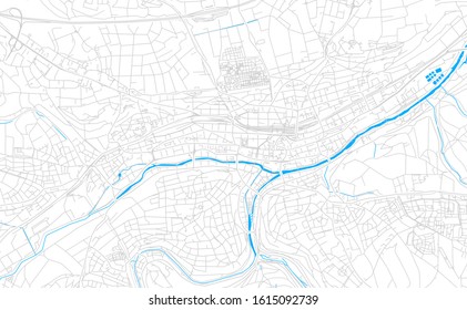Bright vector map of Pforzheim, Germany with fine tuning between road and water. Use this map as a background for your company or as a high-quality interior design.