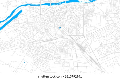 Bright vector map of Plovdiv, Bulgaria with fine tuning between road and water. Use this map as a background for your company or as a high-quality interior design.