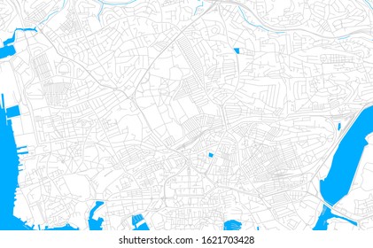 Bright vector map of Plymouth, England with fine tuning between road and water. Use this map as a background for your company or as a high-quality interior design.