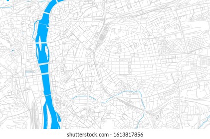 Bright vector map of  Prague, Czechia with fine tuning between road and water. Use this map as a background for your company or as a high-quality interior design.