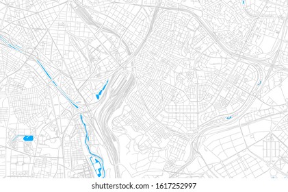 Bright vector map of Puente de Vallecas, Spain with fine tuning between road and water. Use this map as a background for your company or as a high-quality interior design.