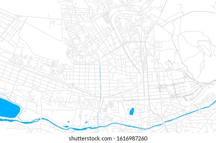 Bright vector map of Pyatigorsk, Russia with fine tuning between road and water. Use this map as a background for your company or as a high-quality interior design.