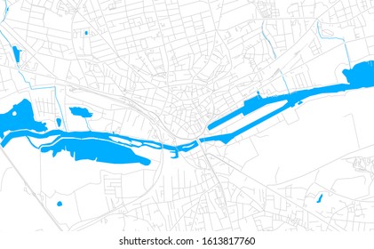Bright vector map of Randers, Denmark with fine tuning between road and water. Use this map as a background for your company or as a high-quality interior design.