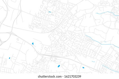 Bright vector map of Rayleigh, England with fine tuning between road and water. Use this map as a background for your company or as a high-quality interior design.