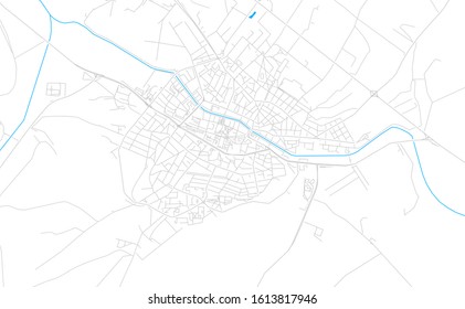 Bright vector map of Razgrad, Bulgaria with fine tuning between road and water. Use this map as a background for your company or as a high-quality interior design.