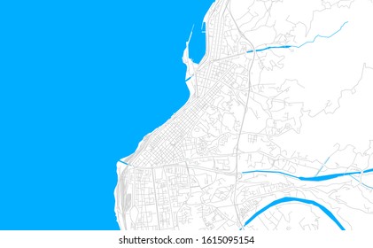 Bright vector map of Reggio Calabria, Italy with fine tuning between road and water. Use this map as a background for your company or as a high-quality interior design.