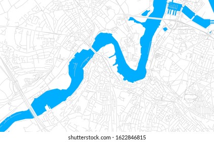 Bright vector map of Rochester, England with fine tuning between road and water. Use this map as a background for your company or as a high-quality interior design.
